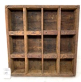 Primitive antique wooden divided box