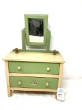 Antique doll dresser with mirror