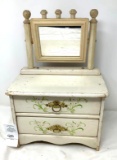 Antique doll dresser with mirror
