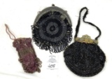 Three antique beaded purses