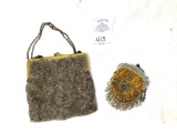 Two antique beaded clutches, one made in Belgium