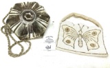 Vintage beaded butterfly purse and metal clamshell purse