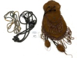 Vintage leather purse and misc. beaded strings