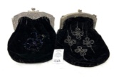Two black velvet antique purses
