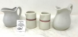 Two antique Syracuse china creamers and two pitchers McCoy and Warwick