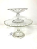 Vintage clear glass cake stand and candy dish