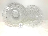 Two clear glass vintage cake plates, one footed