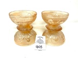 Four vintage iris and herringbone iridescent bowls