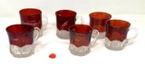 Six antique red souvenir glass cups