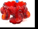 Vintage West Moreland red compote with six small cups