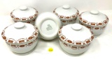 Six antique Shenango China New Castle Pennsylvania bowls with lids
