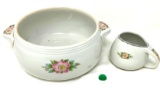 Vintage hall rose pattern creamer and handled bowl