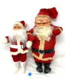 Two vintage plastic Santas