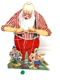 Vintage wooden musical Santa with string puppets