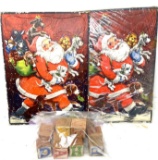 TWO vintage Christmas puzzles and blocks (Merry Christmas)
