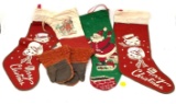 Vintage Christmas stockings and a pair of mittens