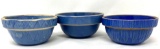 Three antique blue crock bowls