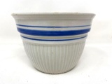 Antique crock pot with blue ring