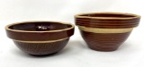 Two antique brown crock bowls