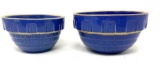 Two antique USA blue crock bowls