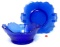Vintage cobalt blue handled plate and bowl