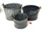 Three enamel ware pails