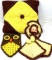 Vintage brown and yellow crocheted pillow, doll and owl