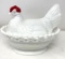 Vintage West Moreland milk glass hen on a nest