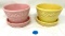 Two McCoy flower pots, pink and yellow