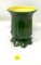 Vintage green and yellow red wing vase