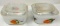 Two vintage fire king refrigerator dishes with lids
