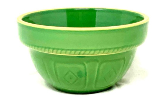 Vintage over and back yellow ware crock bowl