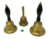 Three antique brass bells