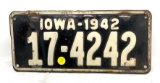 Vintage Iowa 1942 license plate