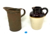 Crock jug and 1 qt measuring tin