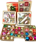 Vintage Christmas glass ornaments in the box