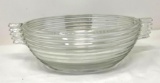 Vintage ribbed clear glass bowl with handles