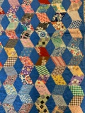 Blue building block hand quilted quilt