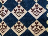 1880s tree patterned blue quilt