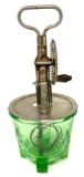 Green depression beater jar with metal handle
