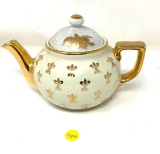 Vintage Hall gold and white tea pot