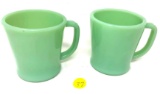 Two vintage jadeite fire king coffee cups