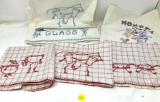 Misc vintage embroidered tea towels (6)