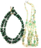 Two vintage green necklaces