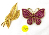 Two vintage gold brooches