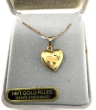 14 KT gold filled hand engraved necklace