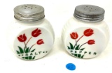Vintage red tulip salt and pepper shakers