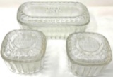 Three vintage food saver refrigerator dishes with lids