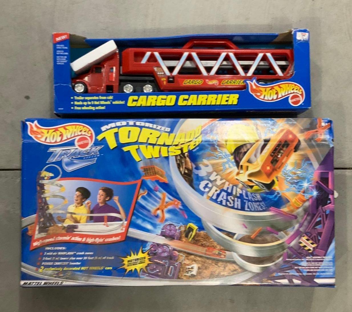 Hot Wheels cargo carrier and tornado twister Proxibid