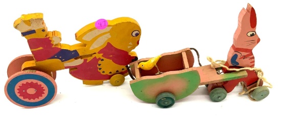 Antique wooden pull toys